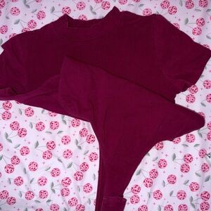 Maroon mock neck body suit